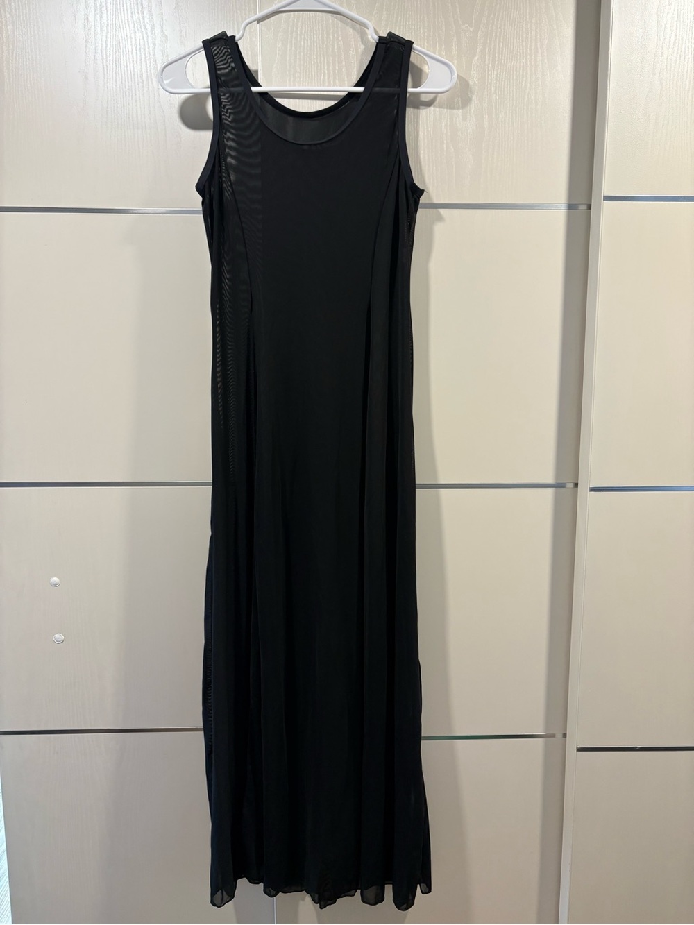 Black Sleeveless Sheer Mesh Maxi Dress – Elegant & Stylish Everyday Dress